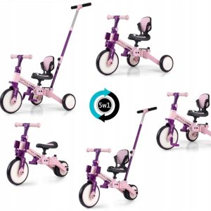 Milly Mally Rowerek 5w1 Optimus Max Pink Wielofunkcyjny Staliny Z Rączką